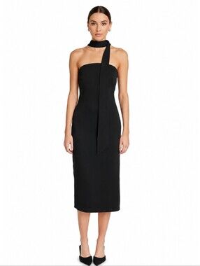NWT Endless Ross Black Choker Tie Cocktail Midi Dress